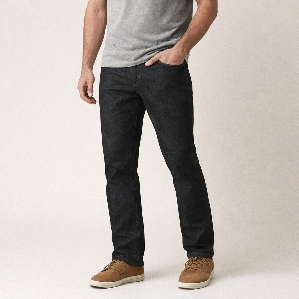 Prana Slim Fit Straight Leg Jeans 33x32 Dark Wash Organic Cotton Stretch Denim